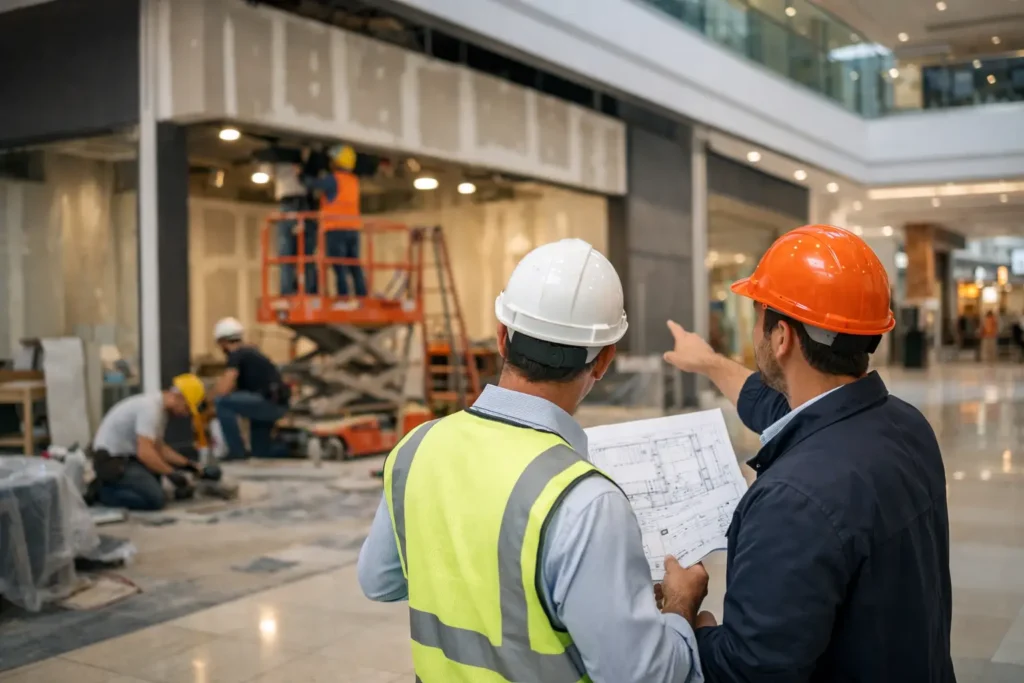 Construção de lojas em shoppings sem atrasos